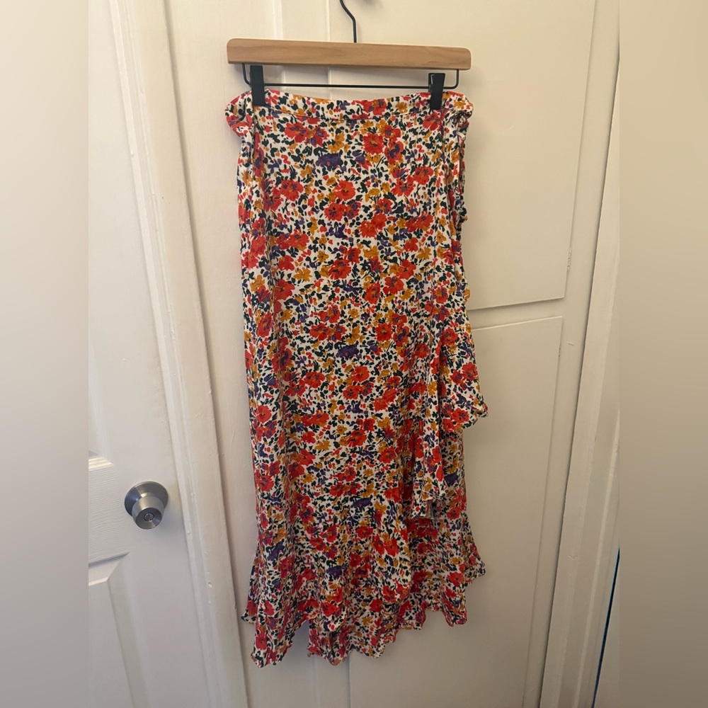 Modcloth Red and Yellow Floral Midi Skirt